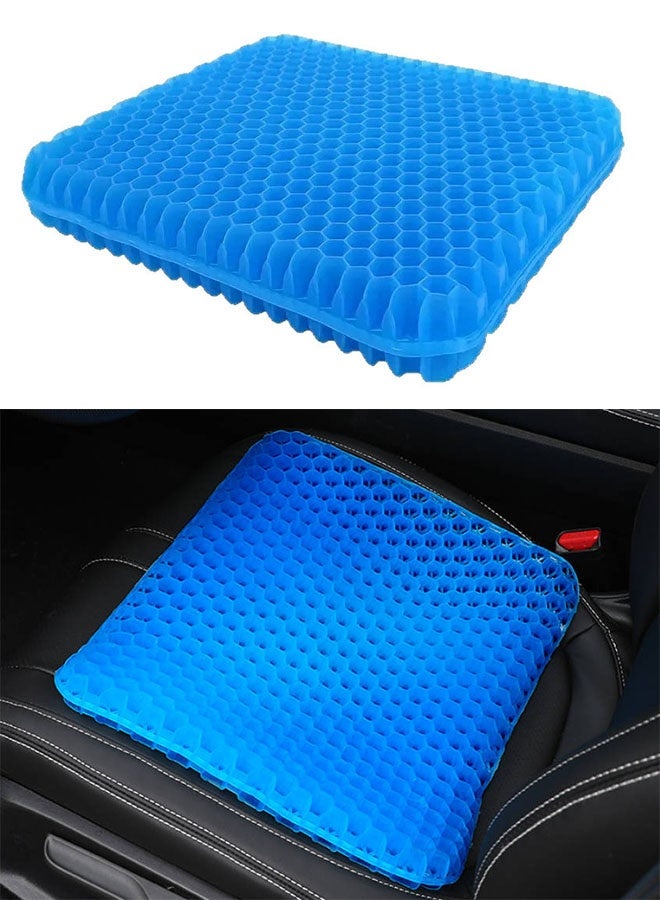 HOMESTAR Honeycomb Gel Seat Cushion, Cooling Seat Cushion Breathable Honeycomb Design, Absorbs Pressure Points Seat Cushion with Non-slip Cover Gel Cushion for Office Chair Home Car Seat Cushion for Wheelchair, Blue, 45x45x3.5cm - Image 1