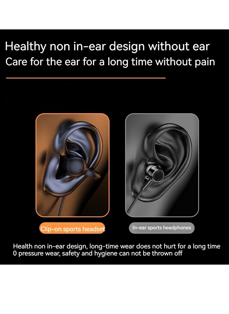 Generic Innovative technology ear clip neck-mounted digital display wireless Bluetooth headset large capacity battery long life LED digital display power sports clip-on headset (yellow)  - Image 5