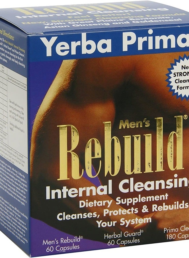 Yerba Prima صندوق برنامج تنظيف الرجال - تنظيف داخلي لمدة ثلاثين يومًا للجسم بالكامل - مصنوع بلطف من طين البنتونيت شديد الامتصاص و psyllium لدعم الانتظام - Image 1