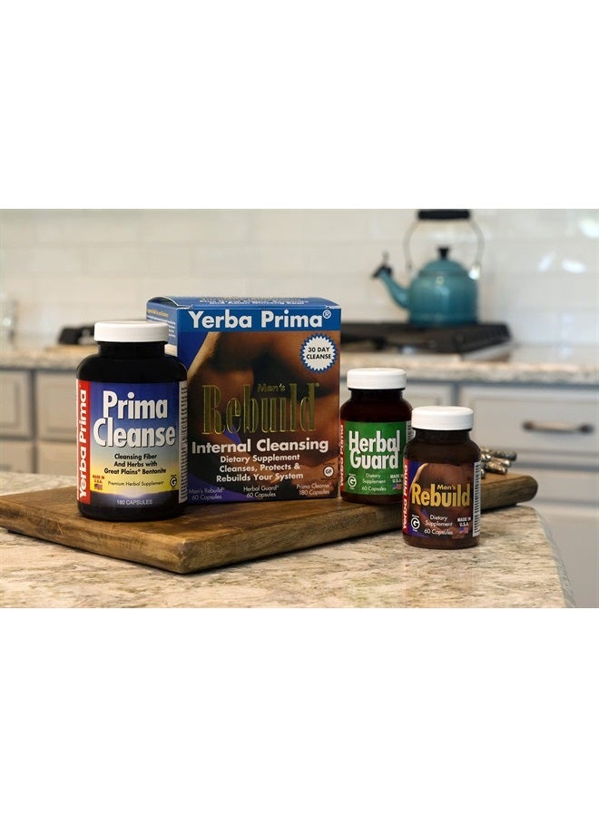 Yerba Prima صندوق برنامج تنظيف الرجال - تنظيف داخلي لمدة ثلاثين يومًا للجسم بالكامل - مصنوع بلطف من طين البنتونيت شديد الامتصاص و psyllium لدعم الانتظام - Image 2