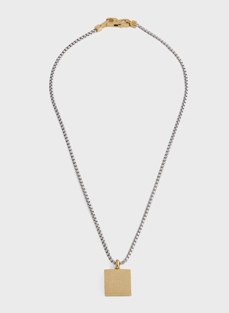جس Squared Logo Necklace
