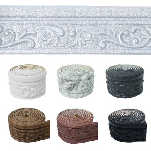 WAPANE وَابَانِ 90" × 3.1" شريط فوم ذاتي اللصق، تريم م molding، حدود ورق جدران مرنة، خطوط حواف جدارية ثلاثية الأبعاد، تريم قاعدة الجدار للمنزل، فندق، ديكور DIY - Image 1