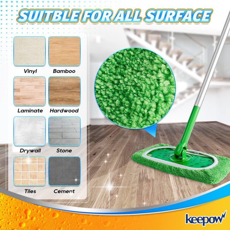 KEEPOW Reusable Mop Pads Compatible with Swiffer Sweeper Mop, Dry Sweeping Cloths for Swiffer Pads, 8 Pack Washable Microfiber Wet Mopping Cloth Refills for Surface/Hardwood Floor Cleaning - Image 5