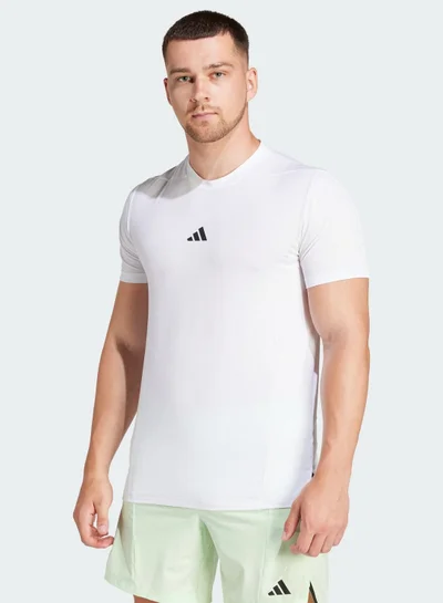adidas تي شيرت تدريب أبيض للرجال