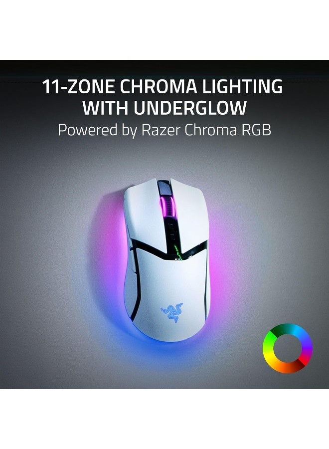 Razer Cobra Pro Wireless Gaming Mouse: 10 Customizable Controls, Chroma RGB Lighting, 30K Optical Sensor, Gen-3 Optical Switches, 2.4GHz, Bluetooth, USB Type C, Up to 170 Hr Battery - White I RZ01-04660200-R3G1 - Image 3