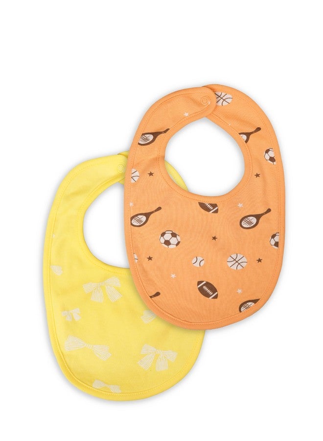 Kidbea Organic Cotton Baby Bib, Adjustable Snap Closure Soft Absorbent Feeding Bibs Apron for Newborns & Infants Child With Cute Prints | Reusable Baby Essential (Pack of 2) - Image 1