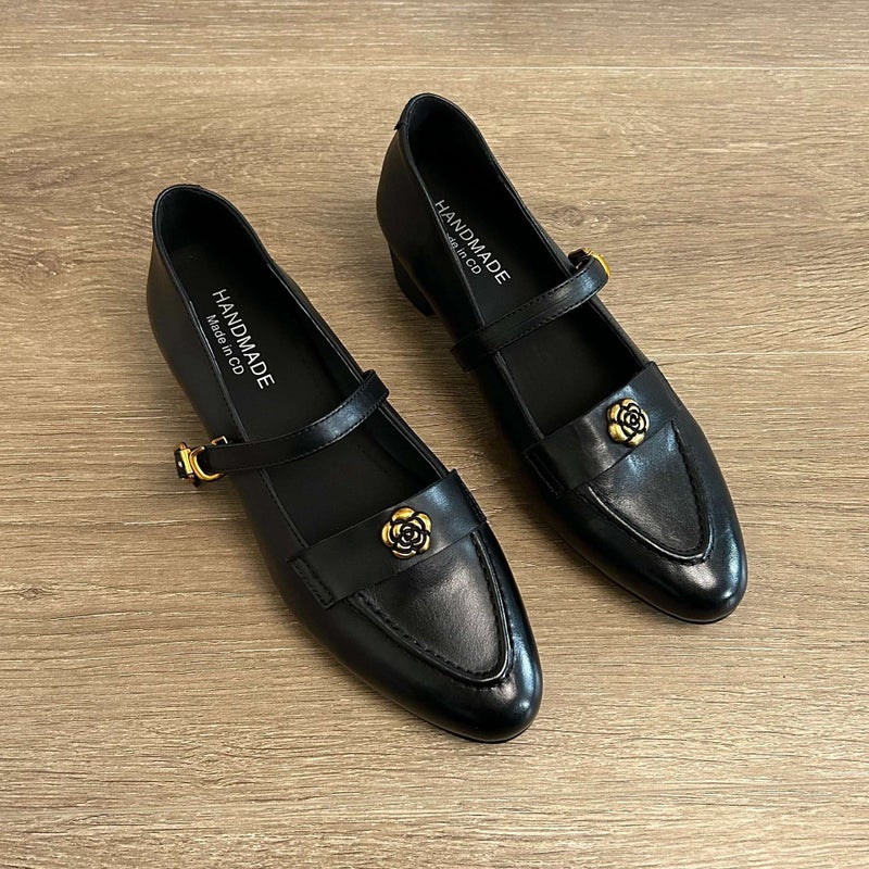Women Loafers Pointed Toe Block Heel Slip-on - Image 3