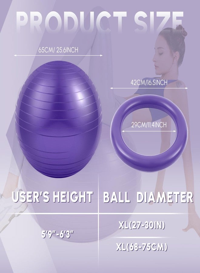 Blueweenly Yoga Ball Chair with Inflatable Stability Base Resistance Bands 65 cm Stability Ball Large Exercise Ball for Home Workout Office Desk Sitting Gym Fitness Back Pain Balance, Include Air Pump - Image 2