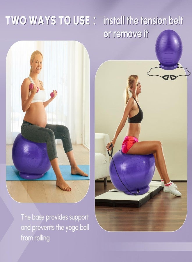 Blueweenly Yoga Ball Chair with Inflatable Stability Base Resistance Bands 65 cm Stability Ball Large Exercise Ball for Home Workout Office Desk Sitting Gym Fitness Back Pain Balance, Include Air Pump - Image 5