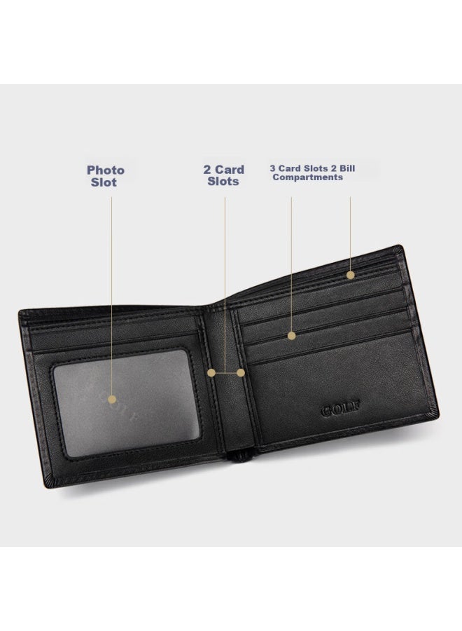Golf Men'S Genuine Leather Short Wallet With Multiple Card Slots And Banknote Clip In Gift Box - Image 4
