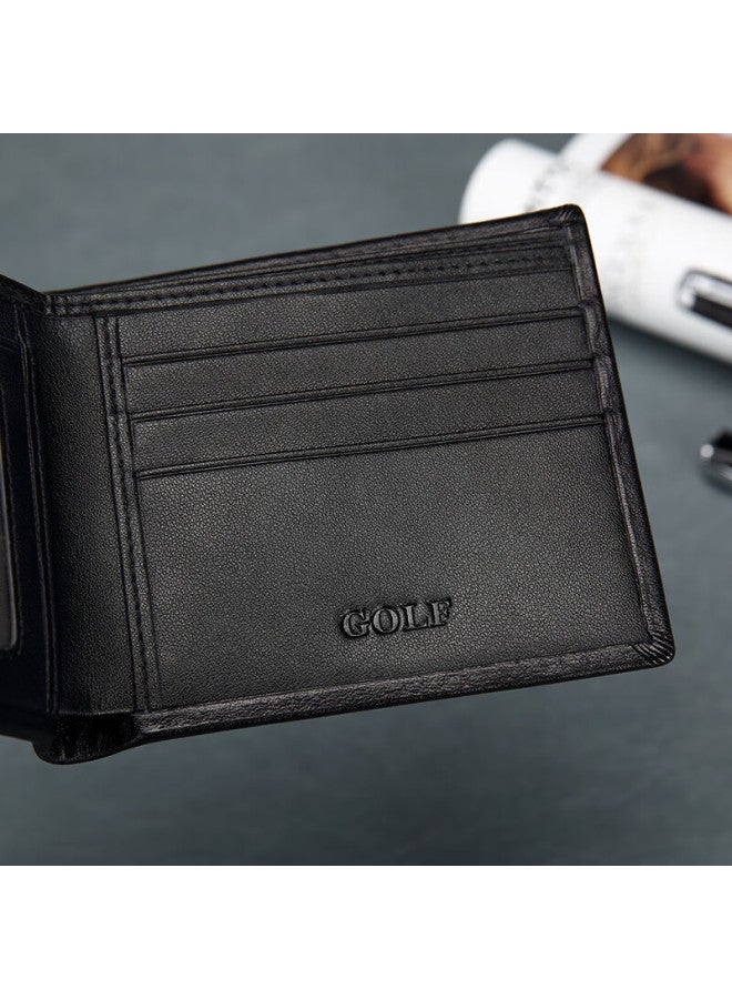 Golf Men'S Genuine Leather Short Wallet With Multiple Card Slots And Banknote Clip In Gift Box - Image 5
