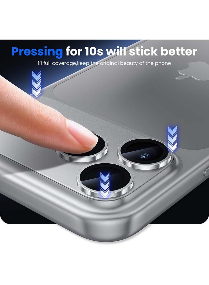 Case Up Camera Lens Protector For iPhone 17 Pro Max , With 9H Tempered Glass Camera Ring Anti Scratch Metal Plate [Drop Protection], Case Friendly Camera Cover, Silver - Image 5