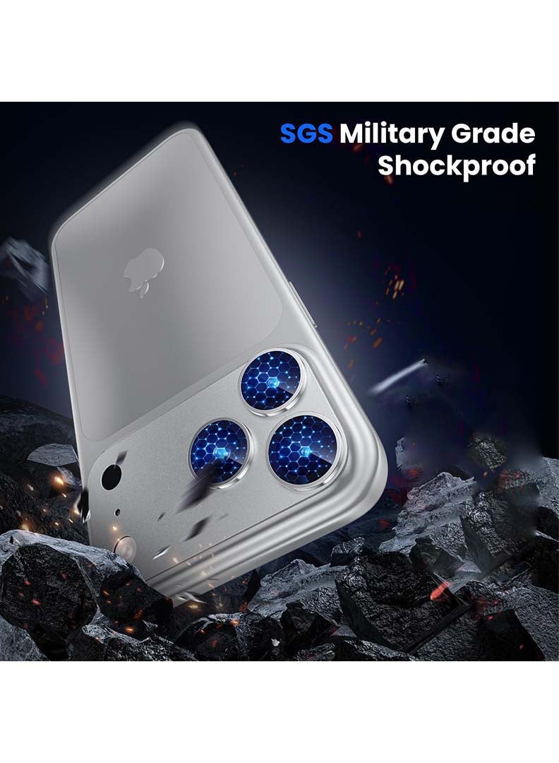 Case Up Camera Lens Protector For iPhone 17 Pro Max , With 9H Tempered Glass Camera Ring Anti Scratch Metal Plate [Drop Protection], Case Friendly Camera Cover, Silver - Image 4