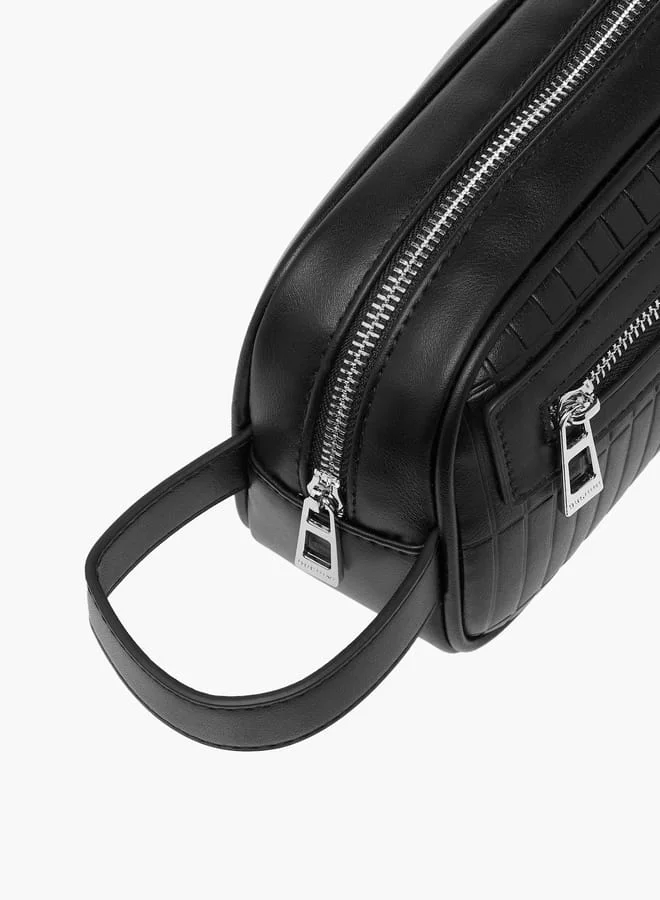 دوتشيني Men's Textured Zip-Around Pouch with Side Strap