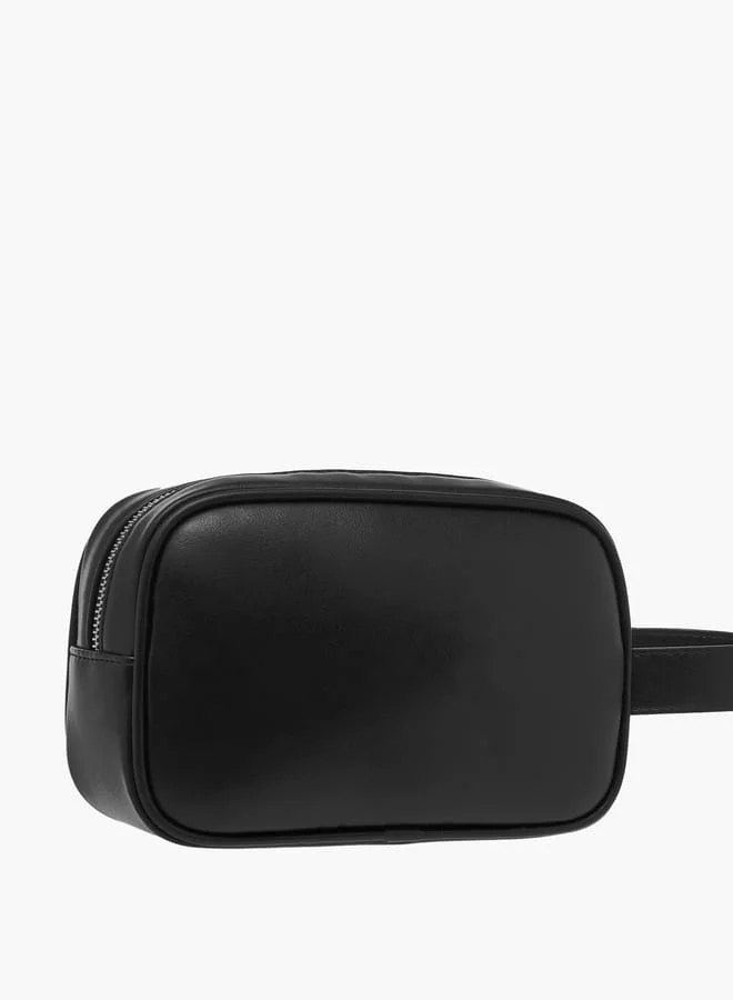 دوتشيني Men's Textured Zip-Around Pouch with Side Strap
