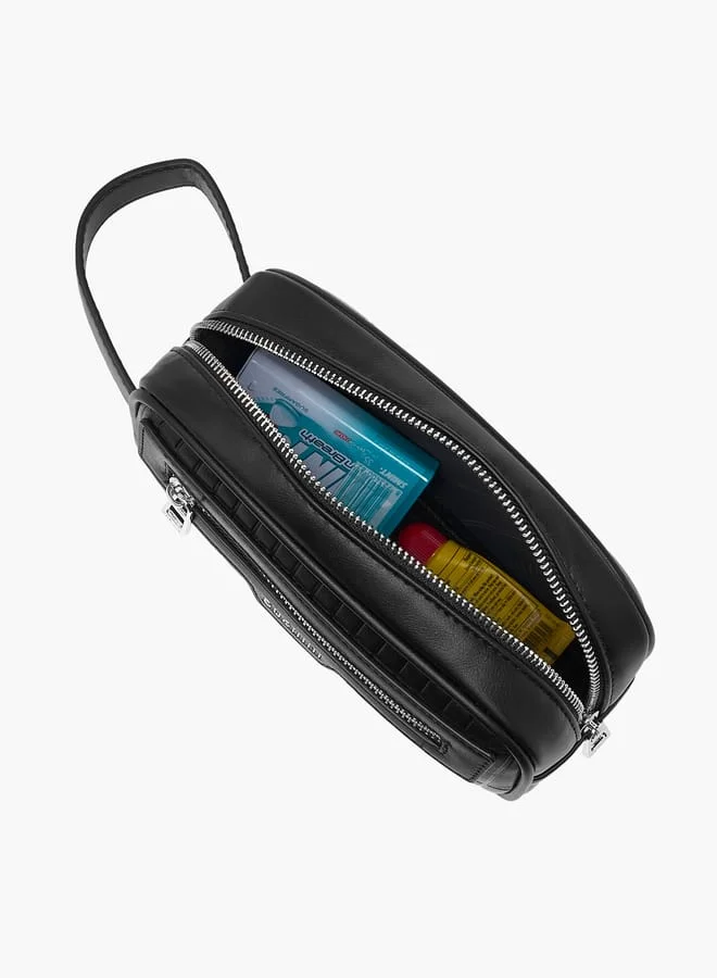 دوتشيني Men's Textured Zip-Around Pouch with Side Strap