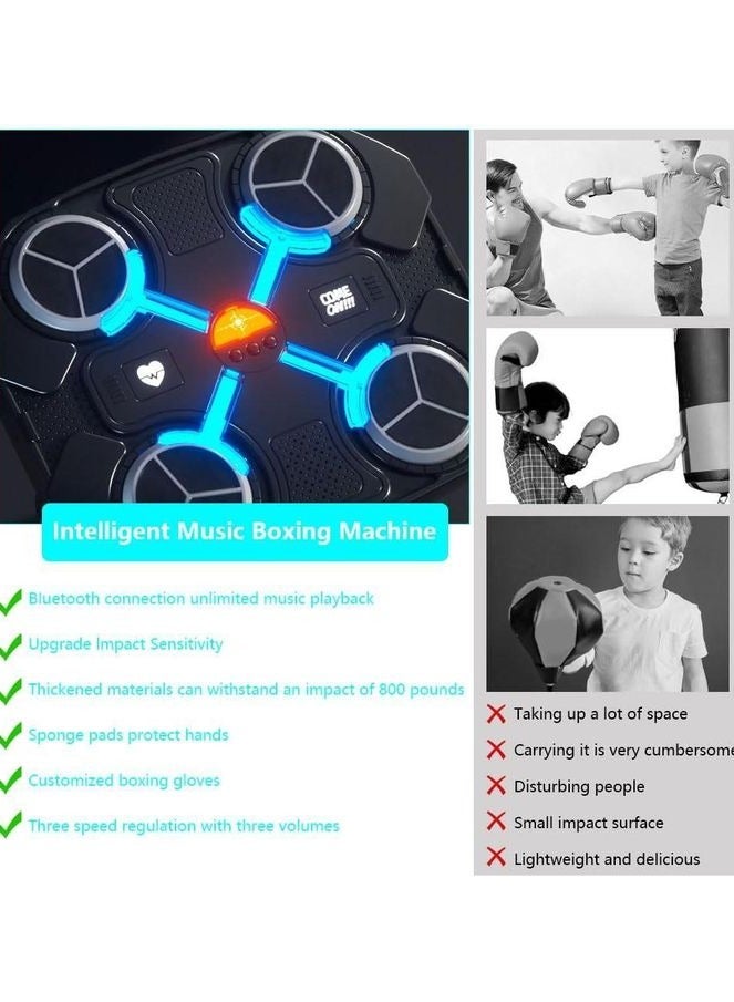 آلة الملاكمة الموسيقية للأطفال – جهاز تدريب ذكي يُعلق على الجدار بإضاءة LED وسرعة قابلة للتعديل وتسجيل موسيقي – لعبة رياضية منزلية للبنات والأولاد من عمر 3 سنوات - Image 1