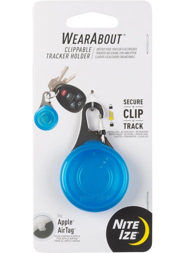 Nite IZE Wearabout Clippable Tracker Holder Apple AirTag Holder with Locking Carabiner Locate Keys Luggage and More Blue