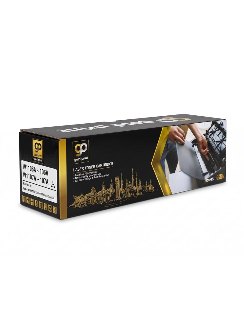 Gold Print Premium Toner W1106A 106A. Black For Use With: HP Laser MFP 135a, 135w, 137fnw, 107a, 107w, 137fnw, Refined toner is infinitely close to original toner to achieve high black printing for HP - Image 1