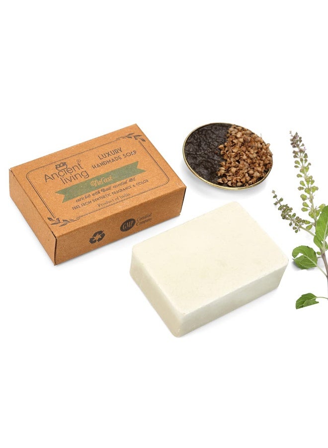 Ancient Living Tulasi Luxury Handmade Soap -100gm (Pack of 2) Rejuvenating Nourishing Suitable for Oily and Combination Skin - Image 2