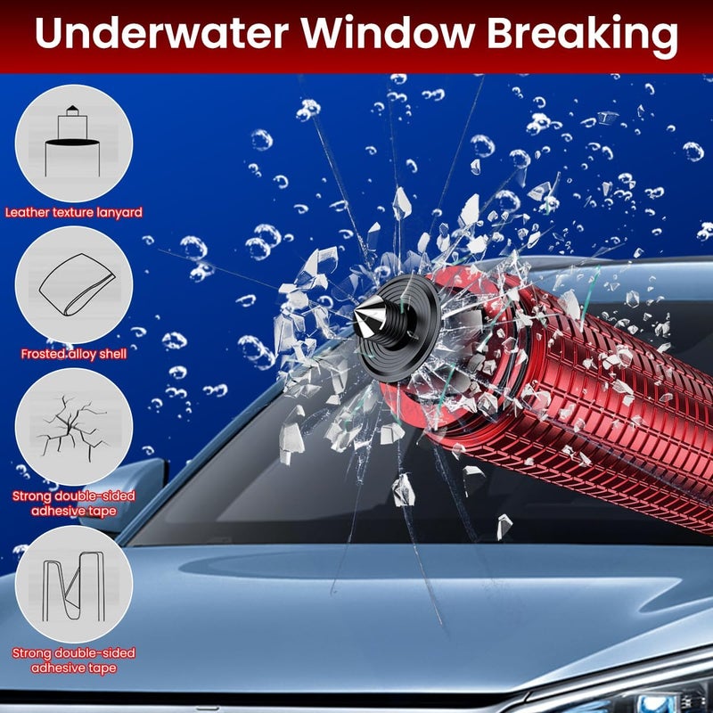 ELEPHANTBOAT 2 in 1 Car Glass Breaker Tool with Seat Belt Cutter Glow-in-the-Dark Car Safety Tool Aluminum Alloy Car Escape Hammer Car Window Breaker Emergency Escape Tool Car Emergency Accessories - Image 5