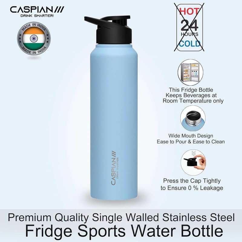 CASPIAN /// HIke ISI Certified Stainless Steel Water Bottle 1 ltr. (Purple & Sky Blue, 1 Litre, Set of 2) | Leak Proof Sipper for Fridge Home Office Travel School Kids Boys Girls Adults Sports Gym - Image 4