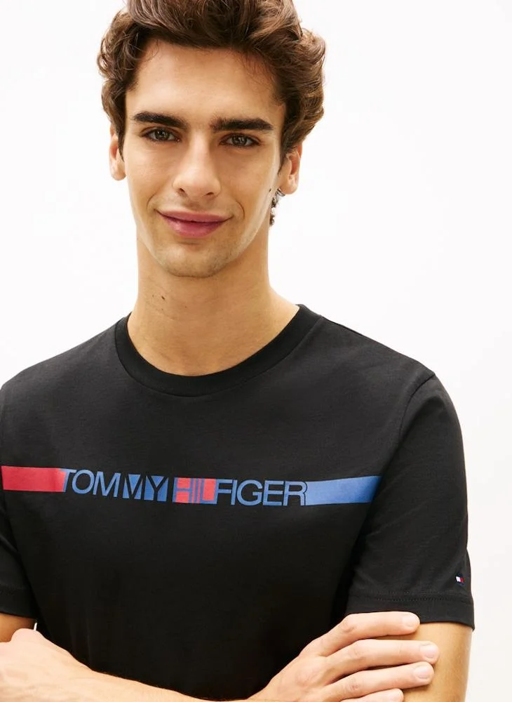 TOMMY HILFIGER  Logo Stripe Jersey Crew Neck T-Shirt for Men | Best Price UAE