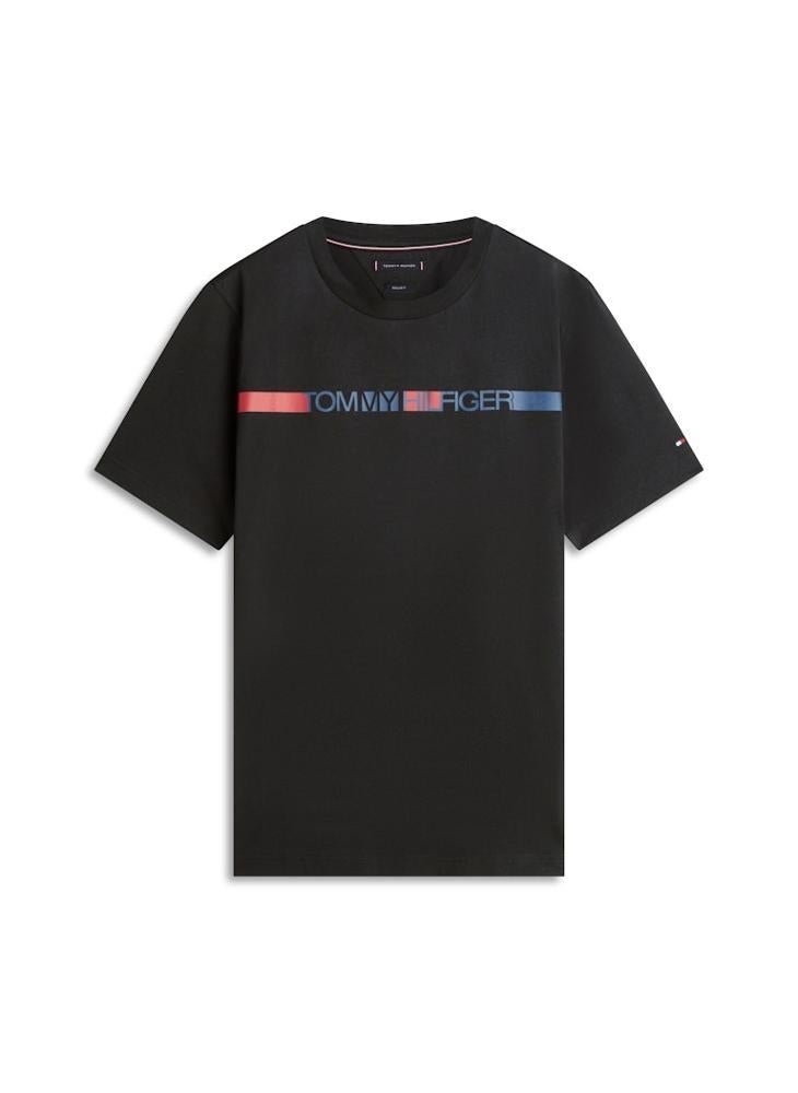 TOMMY HILFIGER Logo Stripe Jersey Crew Neck T-Shirt - Image 5