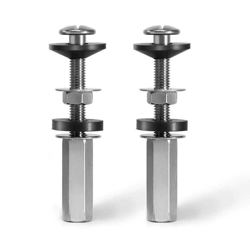 Chiallco 2Pcs Universal Toilet Seat Bolts Kit, Metal Heavy - Duty Toilet Tank Bolts, Toilet Seat Screws Replacement Kit with Extra - Long 304 Stainless Steel Downlock Nuts, Rubber Washers Gaskets, by - Image 1