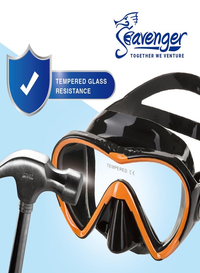 Seavenger Diving Dry Top Snorkel Set with Trek Fin, Single Lens Mask and Gear Bag, L/XL - Size 9 to 13, Gray/Dodger Blue - Image 2