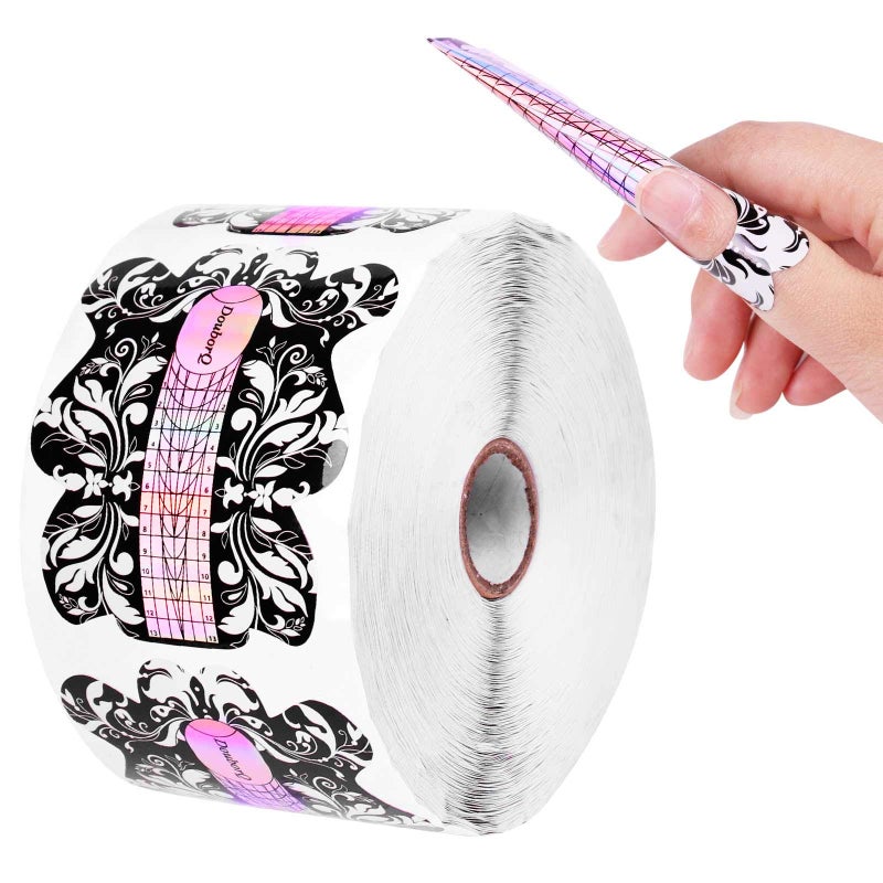 DouborQ 500PCS Acrylic Nail FormsNail Extension TipsNail Forms for Acrylic NailsAcrylic Nail UV Gel Nail Forms Guide Stickers Nail Art Equipment for Salon