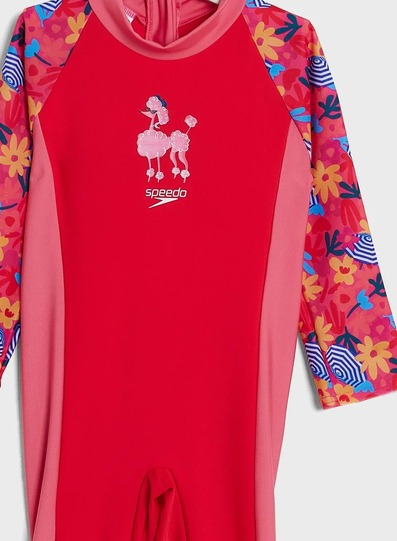 speedo Kids Printed All-In-One Sun Suit