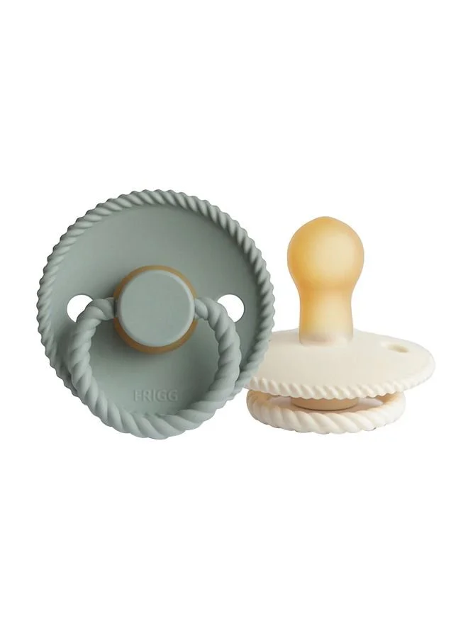 FRIGG Pack Of 2 Rope Latex Baby Pacifier 0-6M, Cream/Sage - Size 1