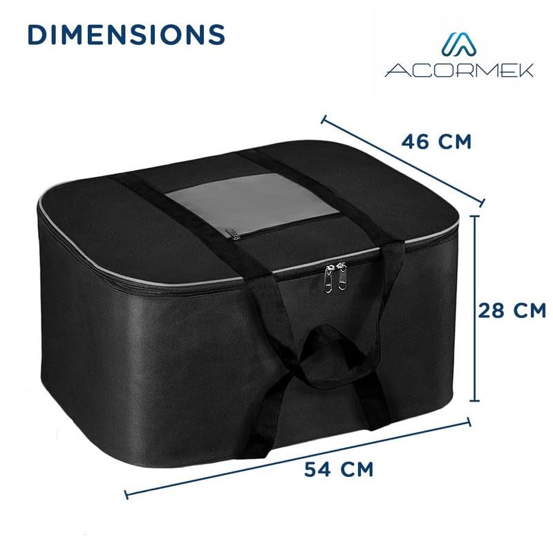 ACORMEK Large Clothes Storage Bag Underbed Storage Bag Moisture Proof Cloth Organiser Nylon Big Underbed Storage Bag with Zippered Closure and Handle(54x46x28cm) (Grey Black, (Pack Of 4) - Image 3