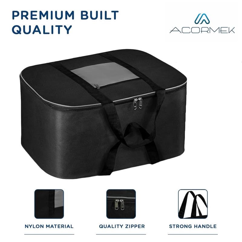 ACORMEK Large Clothes Storage Bag Underbed Storage Bag Moisture Proof Cloth Organiser Nylon Big Underbed Storage Bag with Zippered Closure and Handle(54x46x28cm) (Grey Black, (Pack Of 4) - Image 2