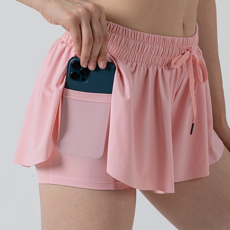 Generic 2024 New Womens Yoga Skirt Shorts with Pockets Bright pink skirt
