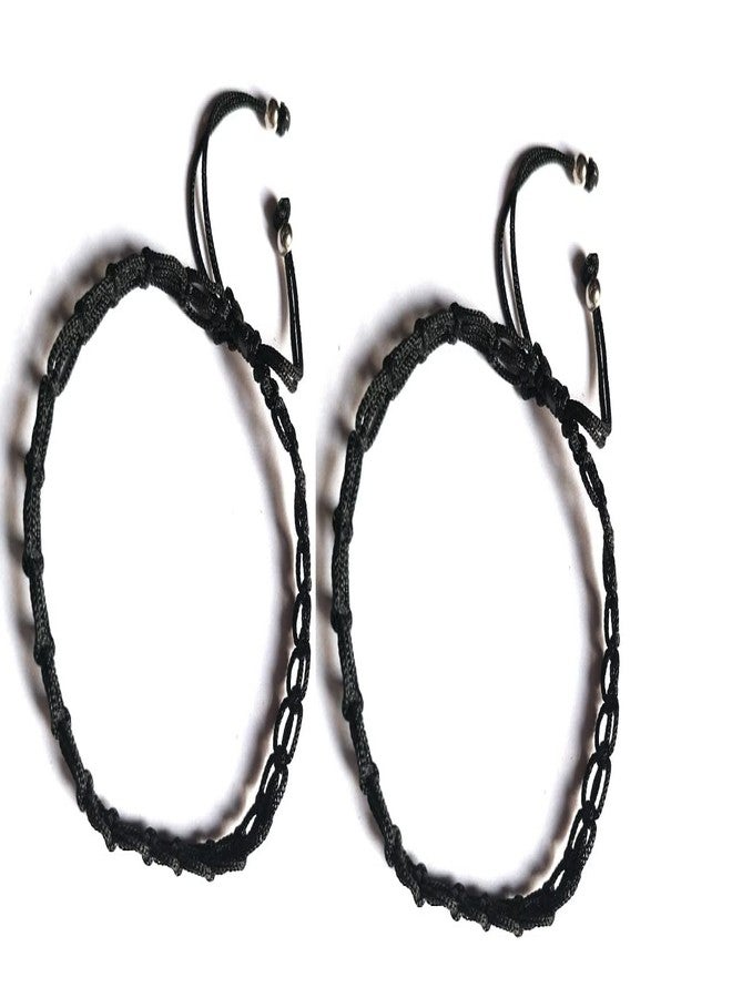 Jyokrish Handmade Adjustable Simple Black Thread Net deisgn Anklet For Women | girls | Nazariya |Payal | Adult |Free Size |Pair of 1| Workwear - Image 2