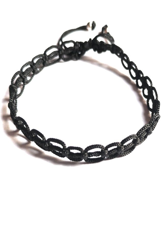 Jyokrish Handmade Adjustable Simple Black Thread Net deisgn Anklet For Women | girls | Nazariya |Payal | Adult |Free Size |Pair of 1| Workwear - Image 3