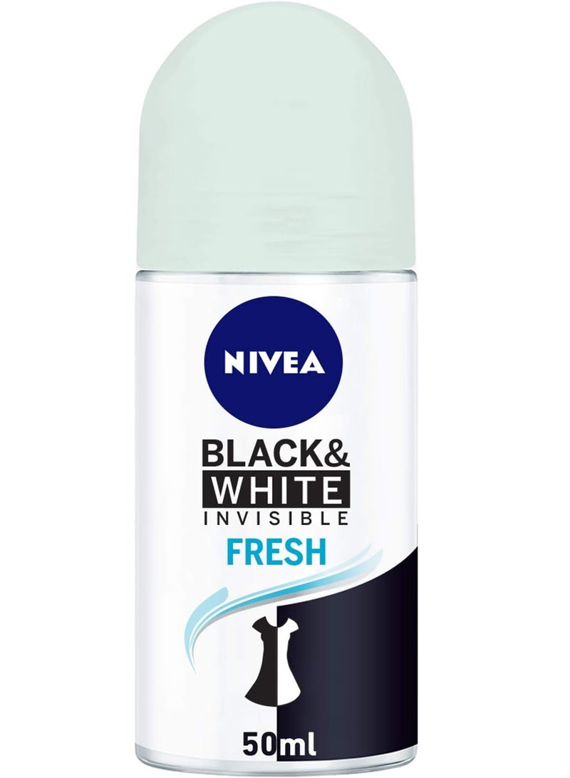 نيفيا مزيل العرق للنساء، غير مرئي باللونين الأسود والأبيض، منعش، رول أون، 72 ساعة، 50 مل - Image 1