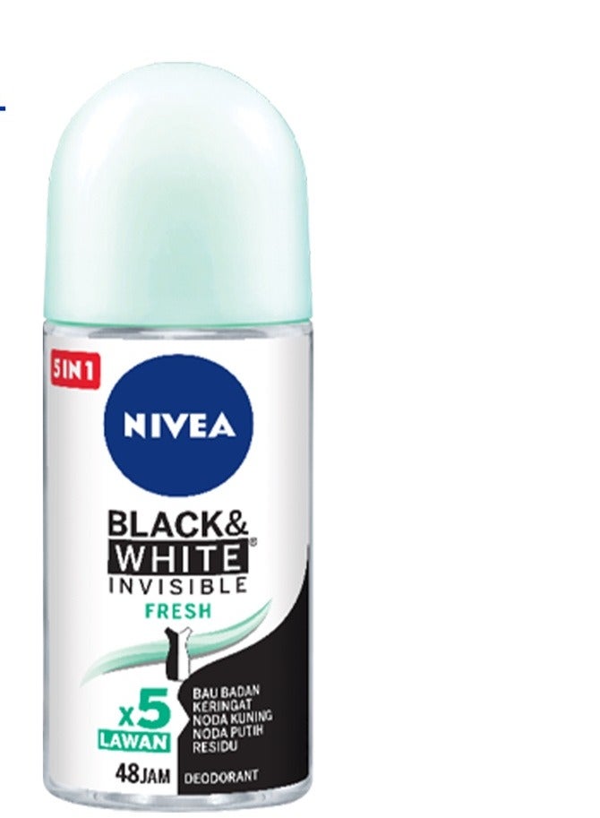 نيفيا مزيل العرق للنساء، غير مرئي باللونين الأسود والأبيض، منعش، رول أون، 72 ساعة، 50 مل - Image 3