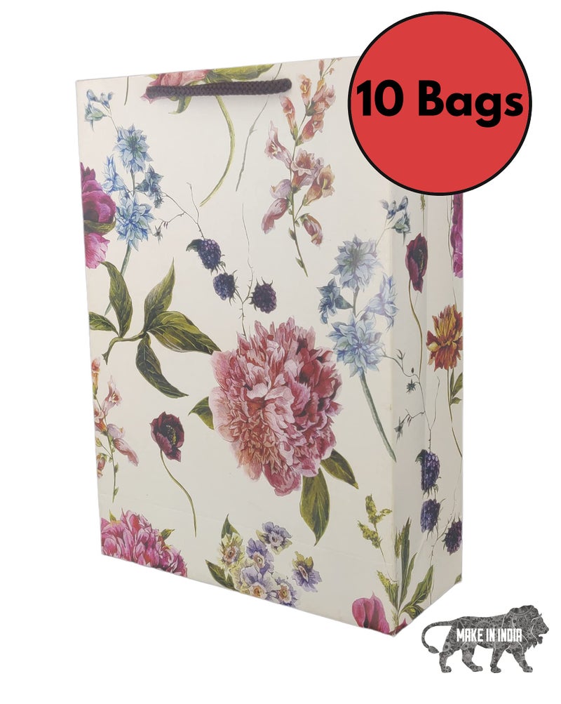 Arrow Paper Products Alekhya Design Paper Gift Bags for Return Gift, Small Presents, Weddings, Birthday, Holiday Presents, Multicolor(20.32 x 7.62 x 27.94 Cm, Pack of 10) - Image 3