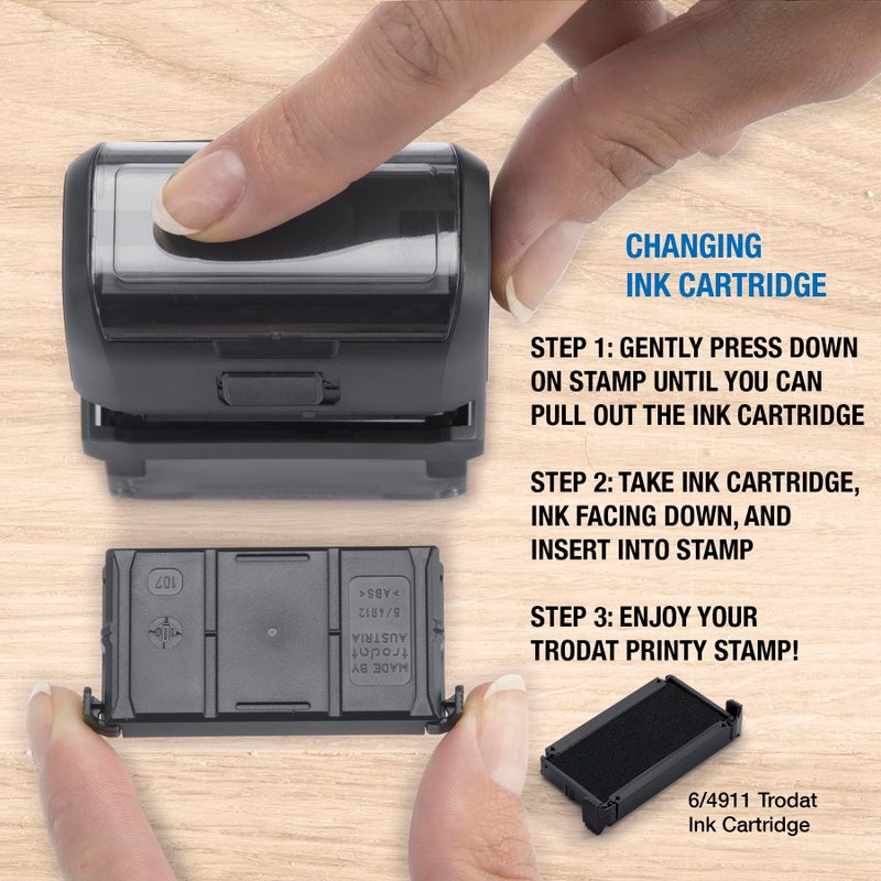 Trodat Stamp 'N Stick Clothes and Personal Belongings DIY Stamper, English Text with Special Characters â€“ 3 Lines â€“ Dermatologically Tested Ink, Dishwasher and Washing Machine Safe Ink - Image 4