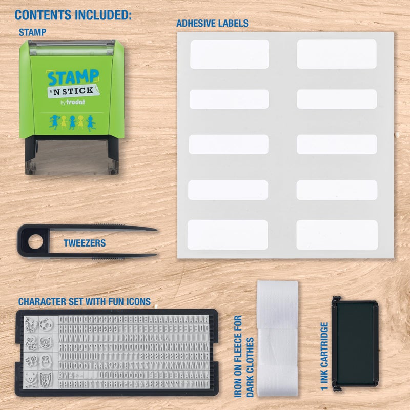 Trodat Stamp 'N Stick Clothes and Personal Belongings DIY Stamper, English Text with Special Characters â€“ 3 Lines â€“ Dermatologically Tested Ink, Dishwasher and Washing Machine Safe Ink - Image 2
