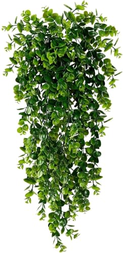 Tdas Artificial Hanging Plants Leaves Eucalyptus Ivy Garlands Plant Greenery Vine Creeper Home Decor Door Wall Balcony Decoration Party Festival - 1 Pcs (Green) - Image 1