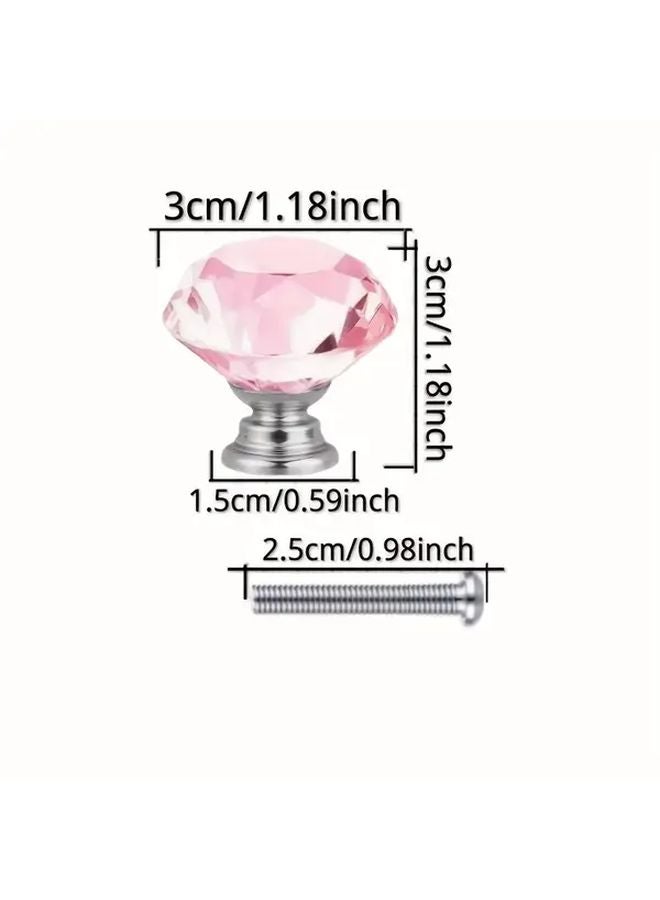 5pcs Pink Crystal Glass Drawer Handles Rose Gold Aluminum for Cabinets Wardrobes - Image 3