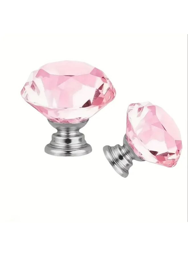 5pcs Pink Crystal Glass Drawer Handles Rose Gold Aluminum for Cabinets Wardrobes - Image 1