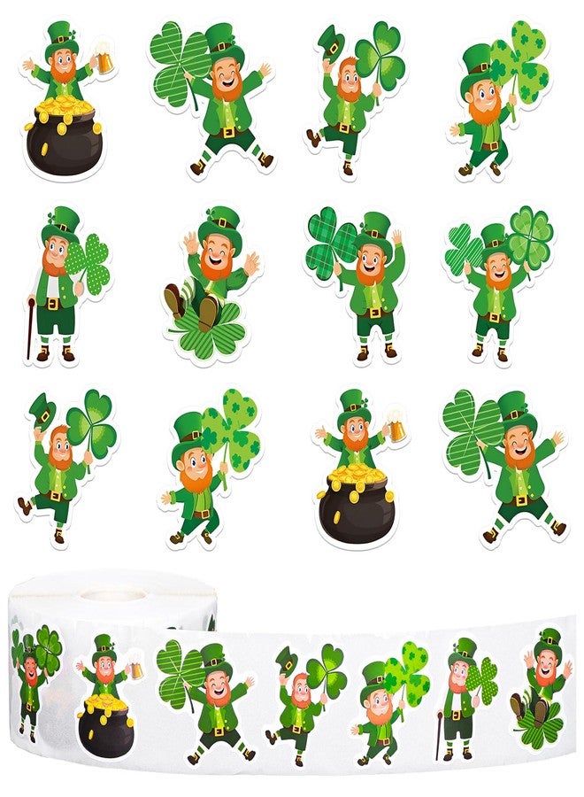 وولاين مجموعة ملصقات عيد القديس باتريك من والين، 1000 قطعة، بتصميمات كرتونية لشخصيات العفريت والبرسيم والنفل، ذاتية اللصق، مثالية لتزيين سجلات القصاصات والمذكرات وحفلات الأعياد الأيرلندية، 8 تصميمات. - Image 1