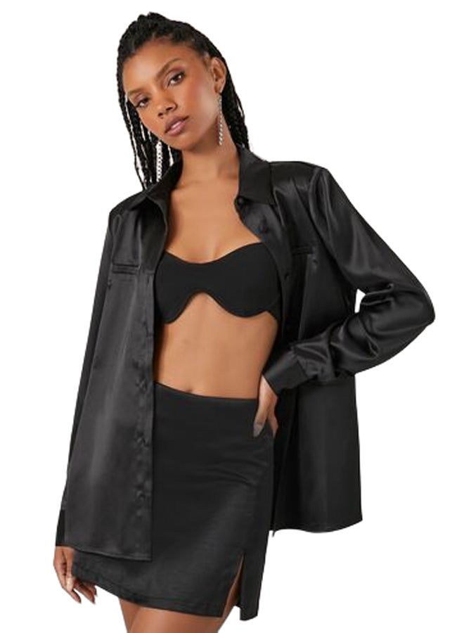 FOREVER 21 قميص ساتان بأزرار أمامية - Image 1