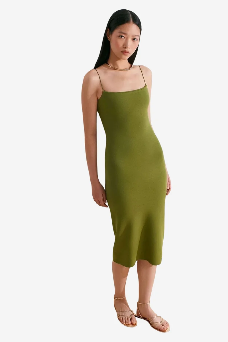 DILVIN Sleeveless Bodycon Midi Dress With Cut-Out Detail