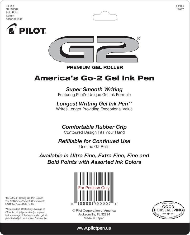 PILOT G2 Premium Retractable Gel-Ink Rolling Ball Pens, Bold Point (1.0mm), 1.0 Gel Pens, Assorted, 10-Pack - Ideal for School, Journaling, & Office Writing - Image 2